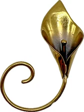 Signed Stuart NYE Hand Wrought Brass Calla LILY BROOCH Pin Flower Jewelry