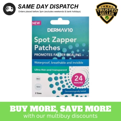 Derma V10 Spot Zapper Patch Spot Patches Acne Pimple Zit Invisible Hydrocolloid
