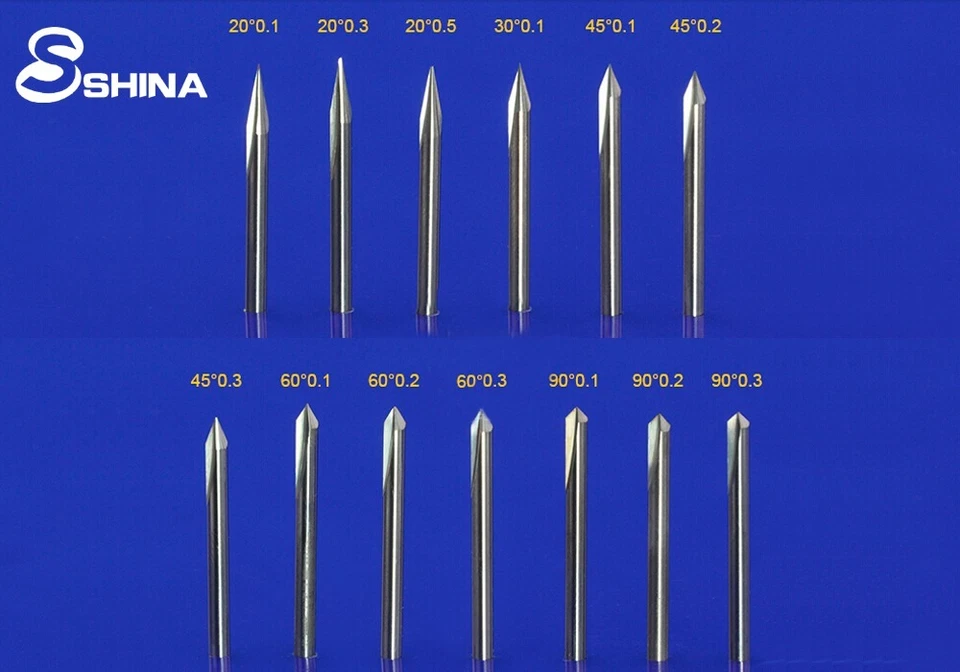 5x 1/8" 30 deg 0.2mm Double Flute Straight Slot Sticker Engraving Router Bit - Image 4 of 4