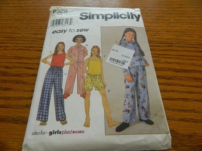 C-26 UNCUT SIMPLICITY PATTERN 8929 GIRL S PAJAMAS 7-14