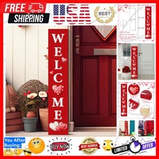Valentine's Day Welcome Porch Sign for Front Standing Wooden Vertical Porch S...