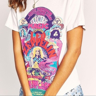Free People X Daydreamer Led Zeppelin Electric Magic Weekend Tee Sz S White