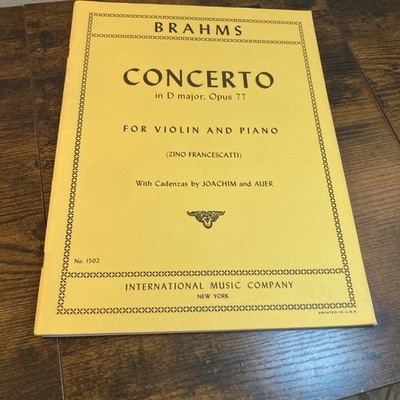 Brahms Concerto in D major Opus 77 Violin Piano Francescatti Sheet Music Book
