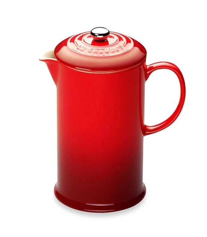 LE CREUSET French Coffee Press Cherry Red Stoneware 32 oz New no box