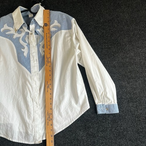 Vintage Western Cowboy Hemd X-Large Perlen Druckknopf bestickt zweifarbig USA Made - Bild 8 von 14