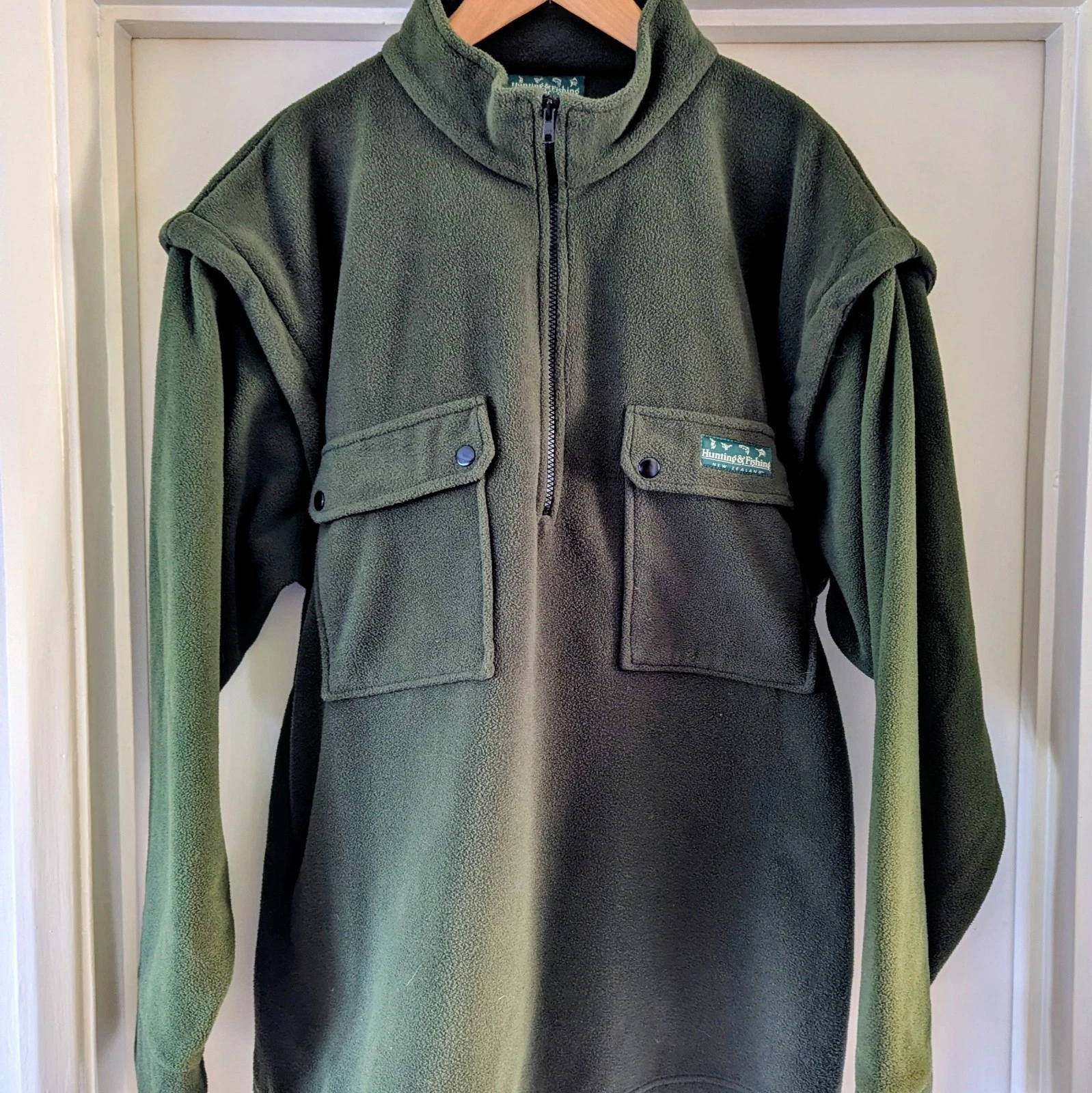 Hunting & Fishing NZ Fleece Jacket | Detachable Sleeves | Olive Green | 2XL