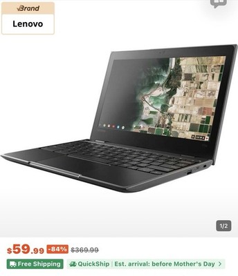 Lenovo 100e Chromebook 11.6'' Intel Celeron Laptop Black Chrome OS HDMI USB Wi-Fi