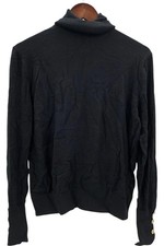 IMAN Women's Global Chic Turtleneck Sweater w Button Cuff Black