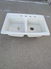 Beige Granite Composite Kitchen Sink Double Bowl