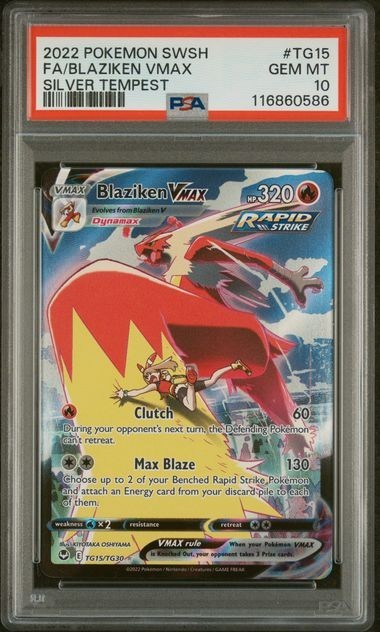 Blaziken Vmax TG15/TG30 Trainer Gallery Silver Tempest Pokemon English PSA 10