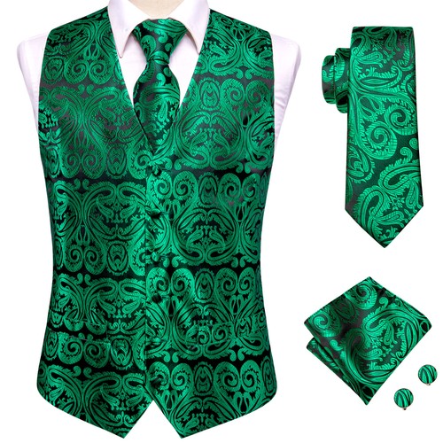 Men's Tuxedo Vest & Bowtie/Necktie Set, Classic Formal Waistcoat Paisley Floral - Picture 98 of 224