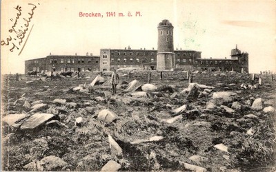 Brocken Harz Germany Sepia Postcard 1900s Brocken Hotel Tower Wernigerode
