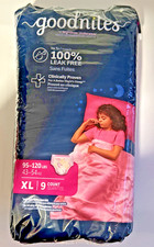 New Sealed Girls Goodnights Nighttime Underwear Size XL 95-120 Lbs , 9 Pack