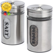 Stainless Steel and Glass Salt and Pepper Shaker Set
