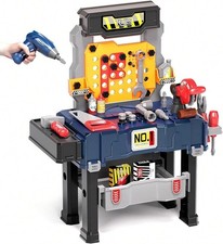 65Pcs Kids Tool Bench Set Toddler Workbench Portable Workshop w/ Electric Drill