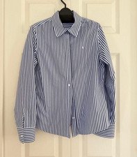 Blusa Carolina Herrera Algodón Cuello Rayas Azul Marino Lavanda COMO NUEVA