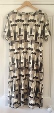 Marimekko Uniqlo Women’s Black White Pom Pom Flowers T-Shirt Dress M UK 12 EU 40