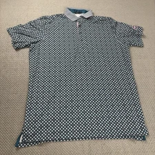 Men’s Greyson Polo XL Wolf Print Performance Blue Pink Pebble Beach