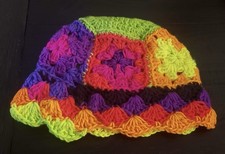 Handmade Granny Square Crochet Bucket Hat 10.5 inches