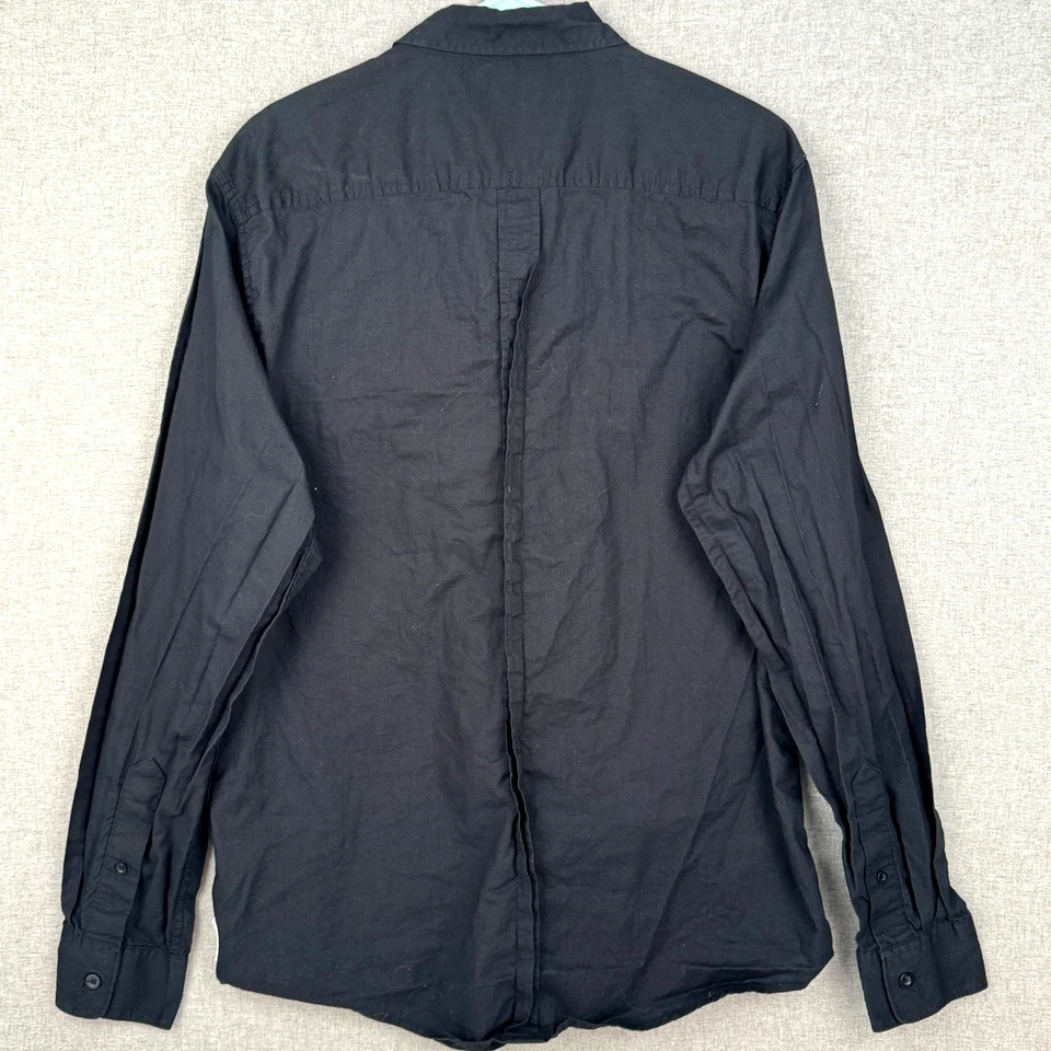 Camisa de vestir Threads & Heirs para hombre grande negra manga larga con botones 100 % algodón Foto 2 de 4