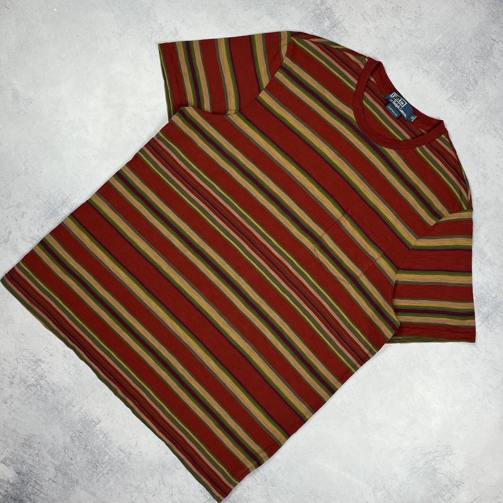 Vintage Polo Ralph Lauren Stripped Short Sleeve T Shirt 90’s Size XL Streetwear