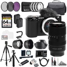 Sony ZV-E10 Black Body E 70-350mm f/4.5-6.3 G OSS Lens 64GB 9PC Filter-MEGAKit