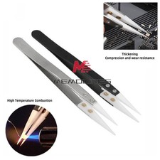 1 10x Stainless Steel Ceramic Tweezers Heat Resistant Non Conductive Ceramic Tip
