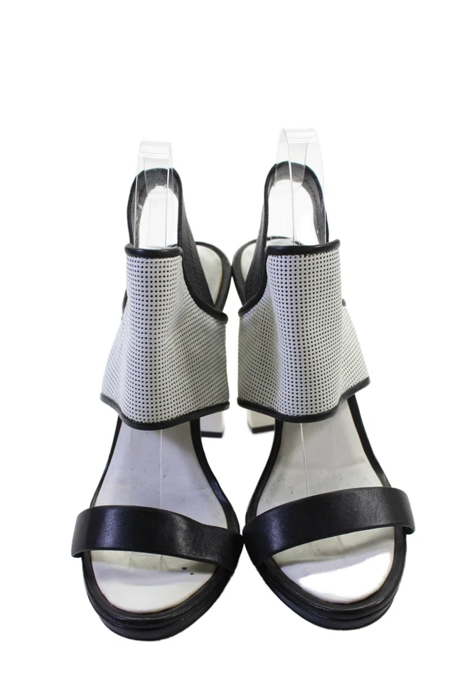 BCBG Max Azria Mujer Cuero Detalle Panel Puntera Abierta Tacones Blanco Talla 10 Foto 2 de 4