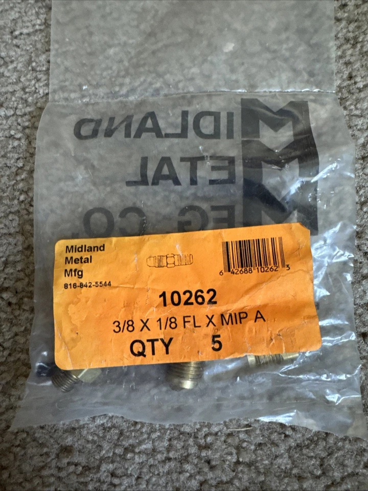 Комплект латунных штекерных адаптеров Midland Metal 10-262 10262 3/8 дюйма X 1/8 дюйма MNPTF - Изображение 3 из 3