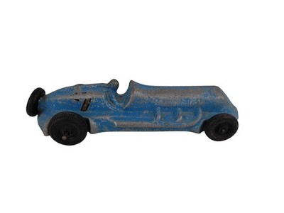 Vintage E.R. Roach Industries Cast Aluminum Race Car Toy Blue 