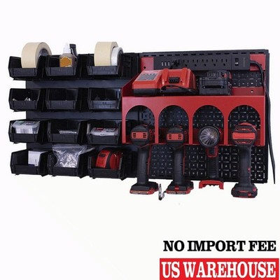 OmniWall PowerStation Drill Storage Charging Station Metal Pegboard Organizer