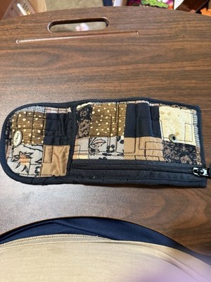 Donna Sharp Quilted Patchwork Clutch Wallet, Black And Brown.