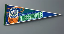 VINTAGE Minnesota Timberwolves NBA Pennant WinCraft Basketball - Old Logo