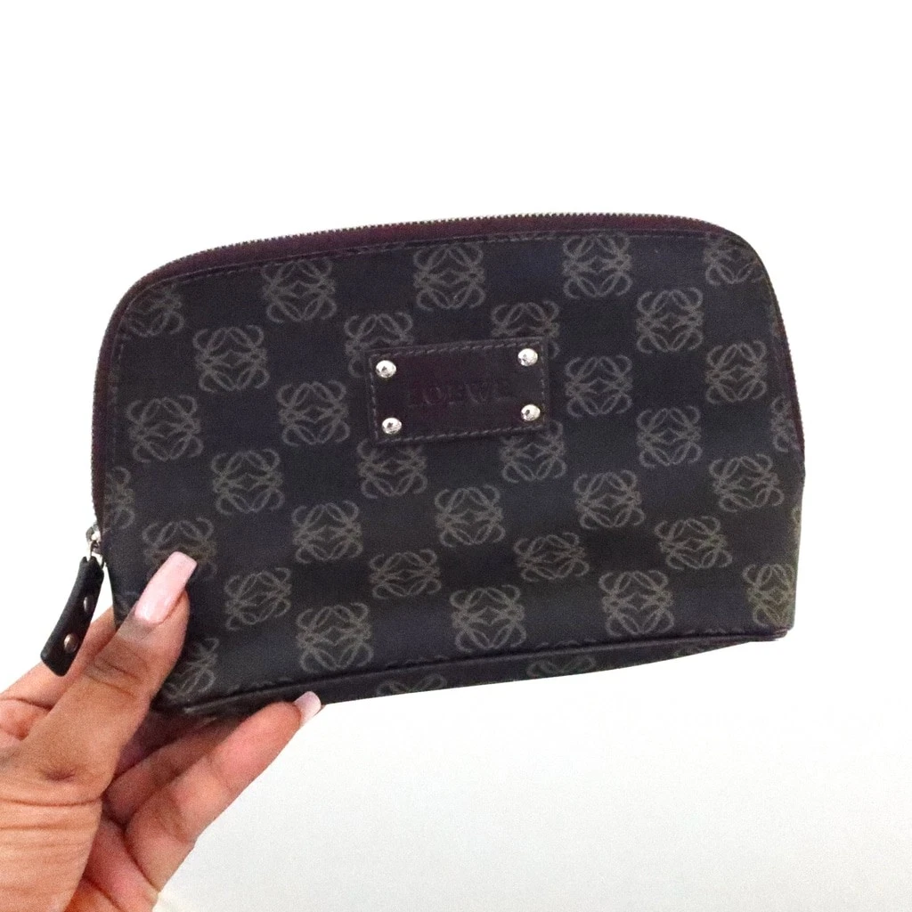 Loewe Anagram Canvas Cosmetic Pouch – Brown