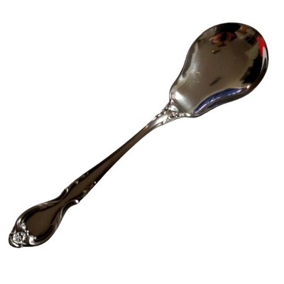 Vintage 70s Lyons Queen Fancy Sugar Spoon Stainless Steel 6'' Satin Black Accent 