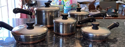 Vintage Revere Ware pre-1968 copper-clad saucepans cookware 10 PIECE SET