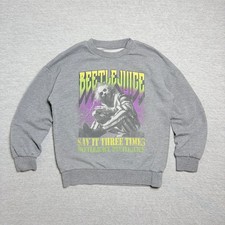 Beetlejuice Kids Sweatshirt Size 8 Gray Say It Three Times Graphic Horror Movie
