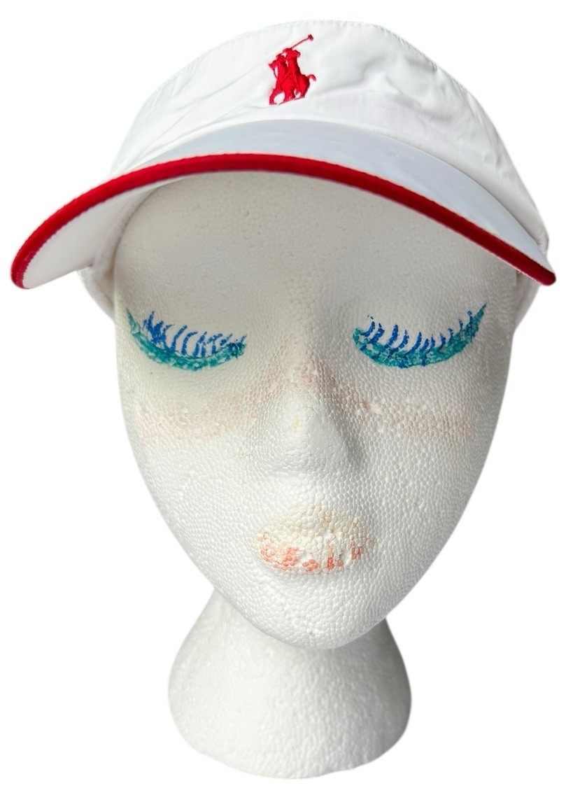 Women\'s Vintage Polo Ralph Lauren Shield Wide Brim Beige Golf Visor 90s polo ralph lauren visor products for sale | eBay main image 2