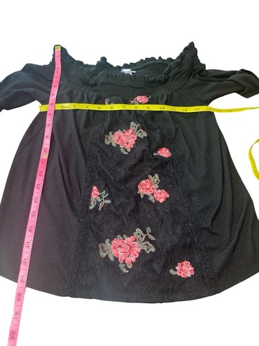 ALYA Women's Size Small Black Floral Smocked Off-the-Shoulder Top - Picture 6 of 11