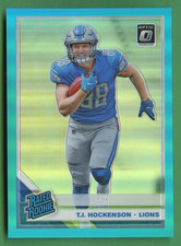 T.J. HOCKENSON 2019 OPTIC FOOTBALL ROOKIE TEAL PRIZM /299 DETRIOT LIONS