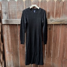 Gap Womens Wool Blend Knit Midi  Dress Black Size Small NWT