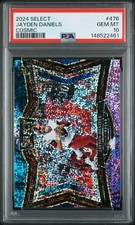 Jayden Daniels 2024 Select Cosmic Rookie Card Field Level PSA 10 Gem Mint SSP. rookie card picture