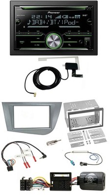 Pioneer CD USB Steering Wheel Bluetooth 2DIN DAB Car Stereo for Seat Leon 2005-2012 Silver