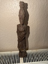 Beautiful Hand Carved Dark Wood Wooden Sculpture Figure Woman With Baby African