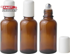 3PCS 30Ml/ 1Oz Empty Amber Glass Roll-On Bottles with Stainless Steel Roller Bal