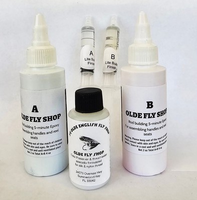 OLDE FLY SHOP COMPLETE EPOXY ROD BUILDING  KIT AND LITE FINISH KIT