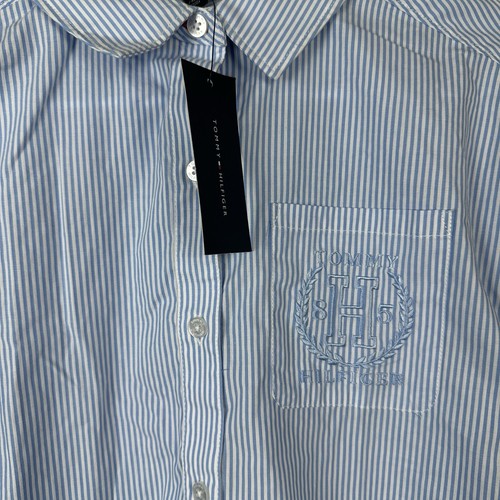 NWT TOMMY HILLFIGER Collar Button Down Striped Long Sleeve Shirt Girls L (12/14) - Picture 2 of 10
