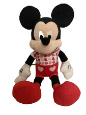 Disney Valentine's Day Large 19" Mickey Mouse Plush Stuffed Animal Hearts Shirt