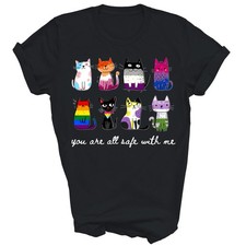 You Are All Safe With Me Cute Cat Pride Month LGBT Support Shirt