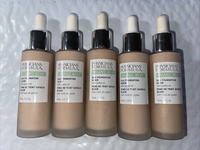 Lot of 5 PHYSICIANS FORMULA Organic Wear Silk Foundation Elixir 1 oz 03 LIGHT